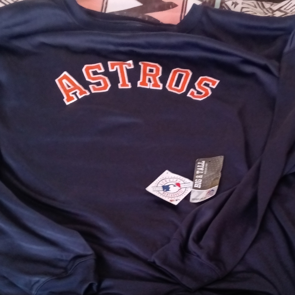 "MAJESTIC" •HOUSTON ASTROS• FLEECE CREW SWEATSHIT